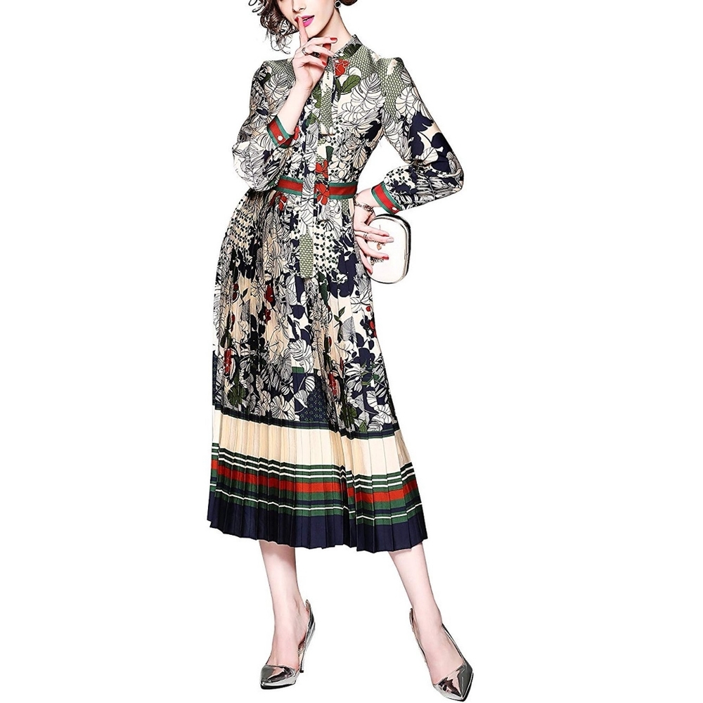 🎈SOLD 🎈NWT Tie Neck Printed Midi  Floral Dress in S